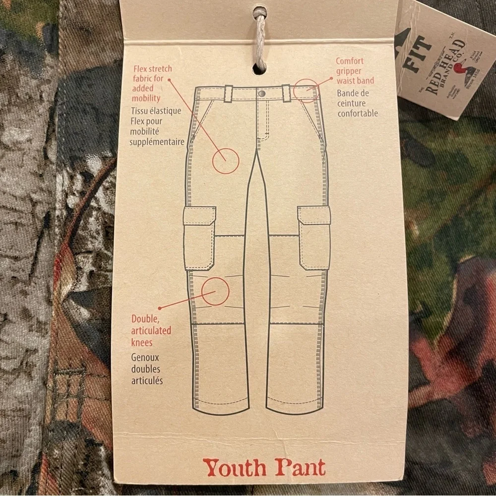 RedHead Boy’s Kanati Camo Silent Hide Flex Fit Pants Size Large New With Tags